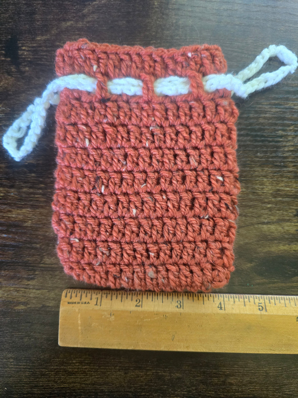 Rust Orange  Drawstring Pouch (Medium)