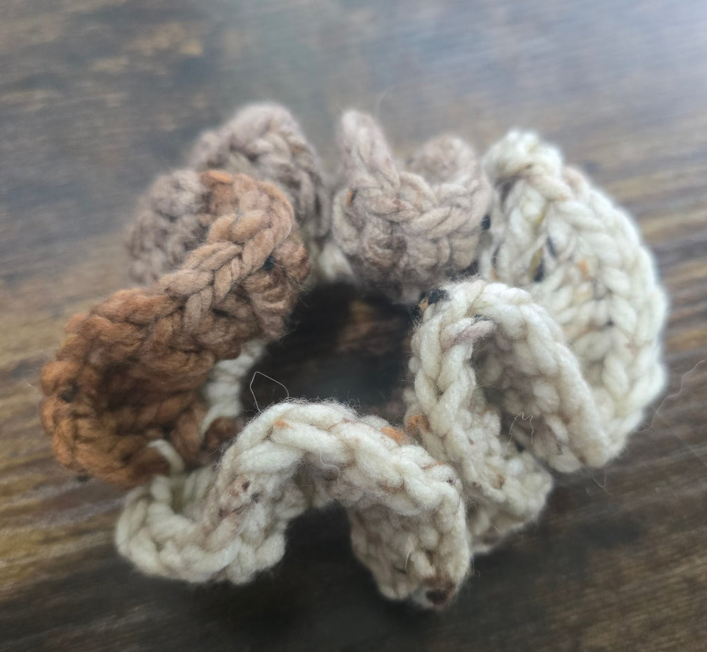 Multi Brown and Tan Large Scrunchies
